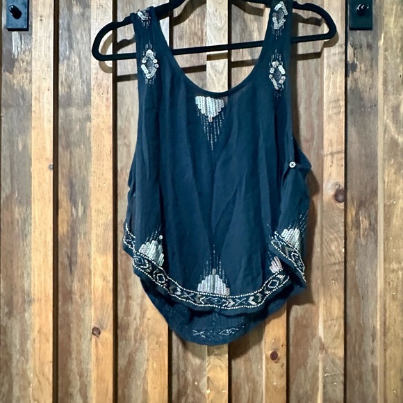 Free People Blue Embellished Sleeveless Crop Top XS - Picture 3 of 5
